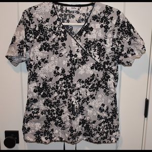 black and white rose scrub tops